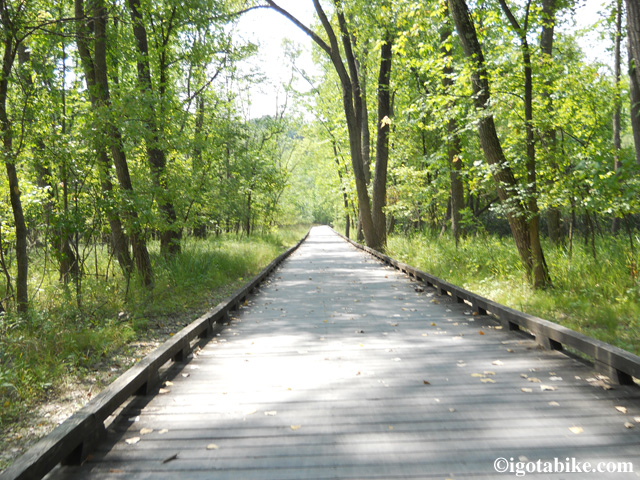 One of the many bicycle boardwalks along the Ohio and Erie Canal Towpath Trail. This one is between Boston and Pennisula.