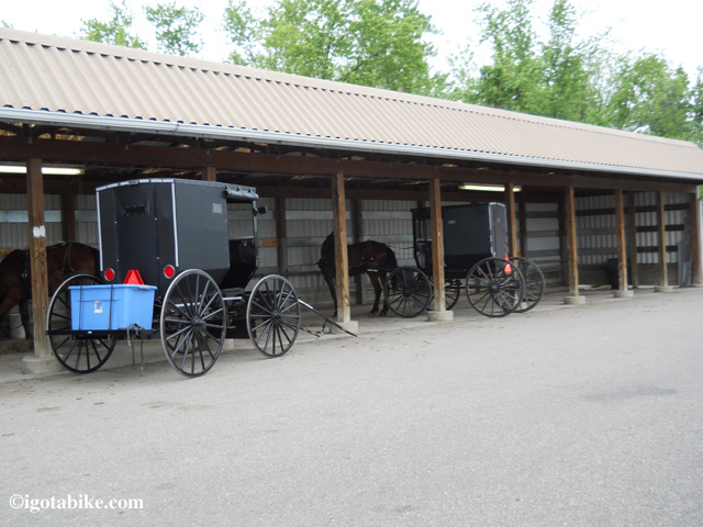 Plenty of parking for horses, buggies, bikes and regular vehicles at the famous “Amish Walmart” just south of Millersburgh on The Holmes County Trail.