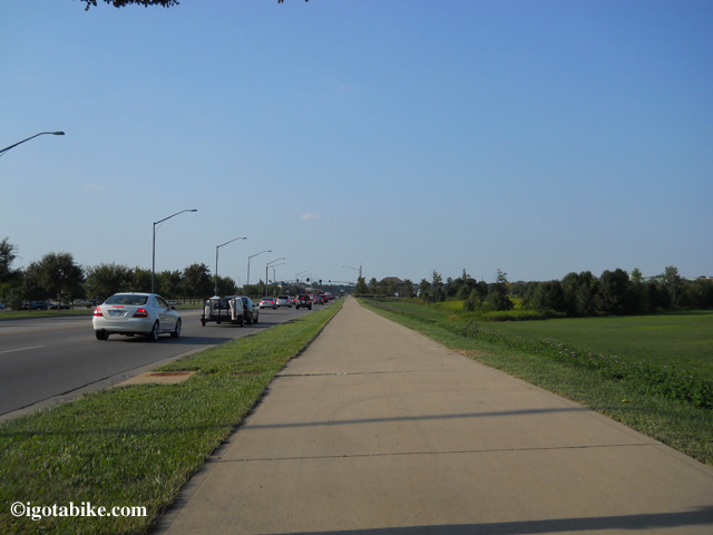 The bike trail on the east side of Cleveland Avenue. The view in this photo is looking north.